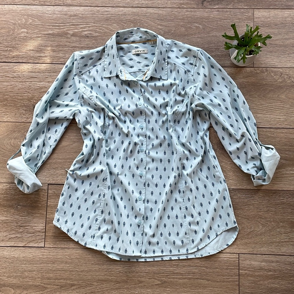 Blue soft Orvis long sleeve button up